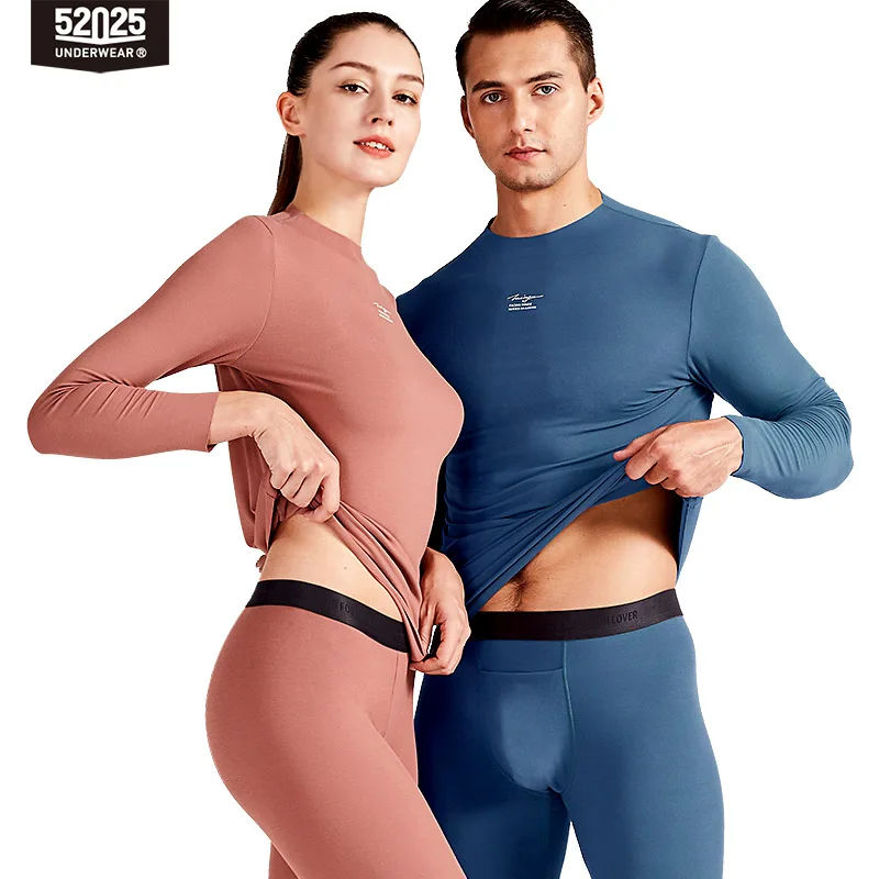 52025 Men Thermal Underwear Women Thermal Underwear Traceless Seamless Thin Base Underwear Viscose Long Johns High Collar