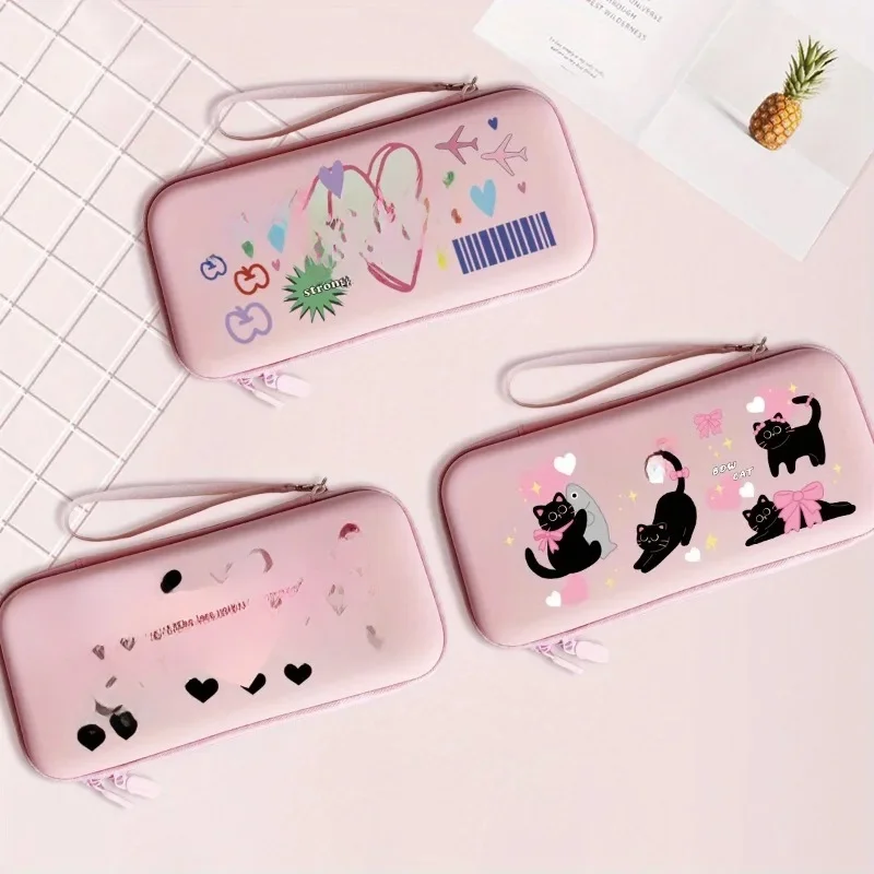 Sac de rangement dessin animé petit chat noir pour Nintendo Switch, étui de protection Durable, sac de rangement Portable pour Console de jeu Switch Lite