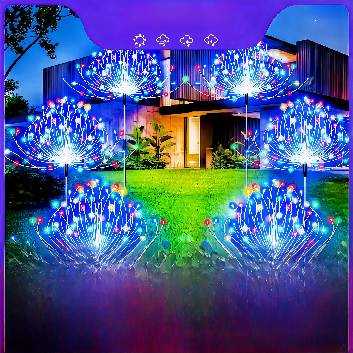 420LED Solar-Feuerwerk-Lichter für den Außenbereich, IP65, wasserdicht, 300/200/60LED