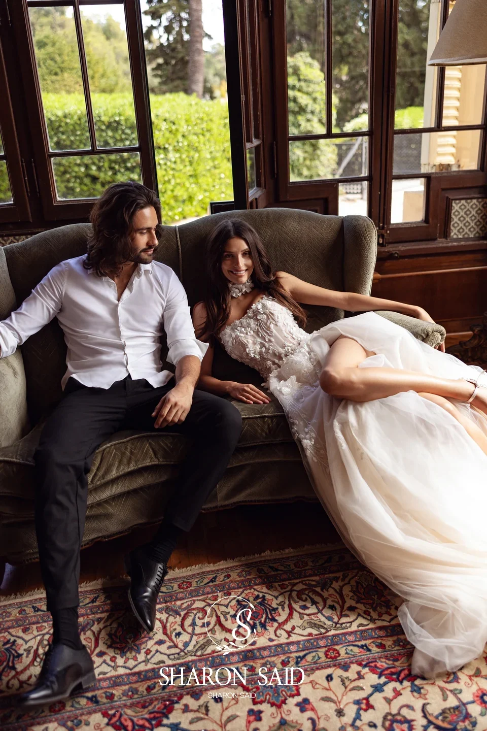 Sharon Said Элегантное белое свадебное платье без бретелек с 3D цветами, винтажное тюлевое платье невесты без рукавов с боковым разрезом SW413, индивидуальный заказ