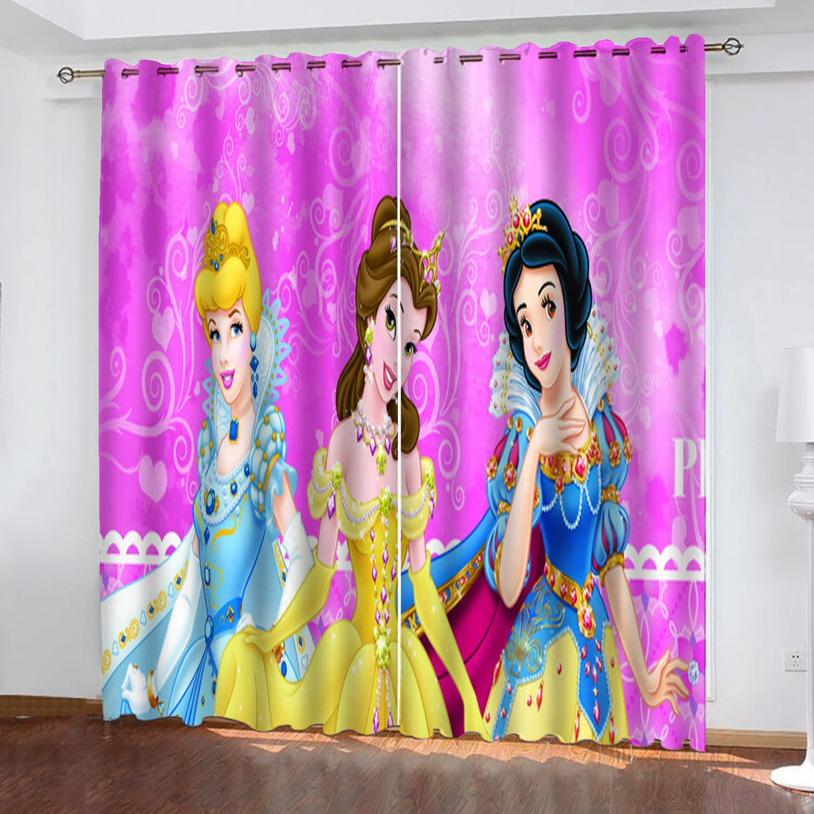 

Fairytale Princess Cartoon Curtain for Home, Window Decoration, 100% Polyester Shade, Bedroom, Living Room, 2 Tablets Sets