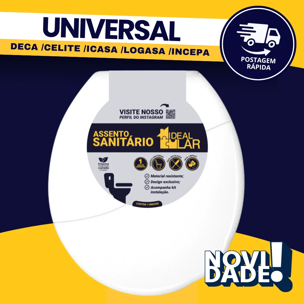 Tampa Assento Sanitário Plus Bellart Branco Universal Oval Deca Celite Icasa Logasa Incepa Ideal Lar