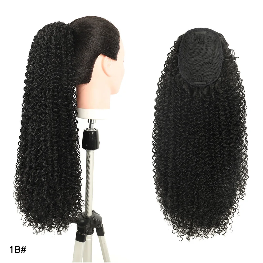 Rabo de Cavalo Orgânico Cacheado Cabelo ملحقات الأنثوية الأفرو Cacheado Fibra Resistente ao Calor de Alta Qualidade 70 سنتيمتر 180 جرام #2