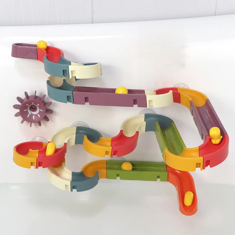 Jouets de bain en marbre pour bébé, bricolage assemblé, piste de course coulissante, blocs de baignoire, curseur de balle, jeux d'eau, cadeau pour enfants