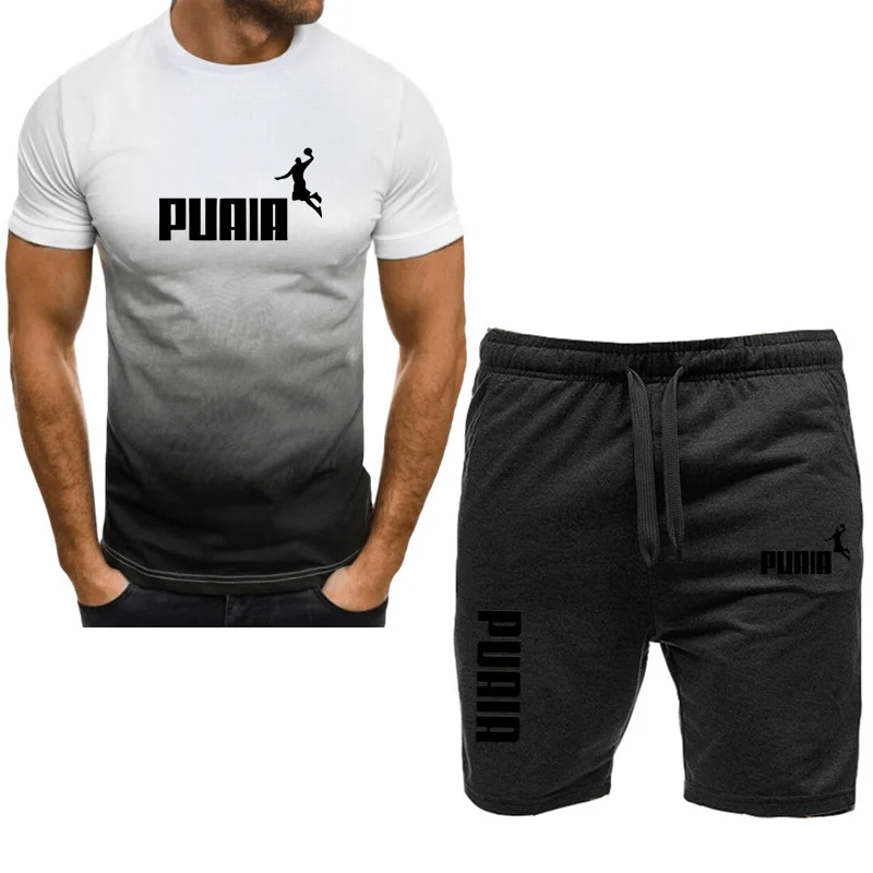 Ropa deportiva a la moda para hombre, camiseta informal, pantalones cortos, traje para correr, transpirable, de secado rápido, traje de manga corta, 2024