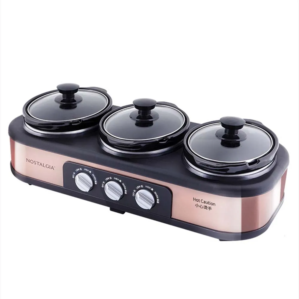 Household fully automatic slow stew pot, three head stainless steel multifunctional slow stew pot