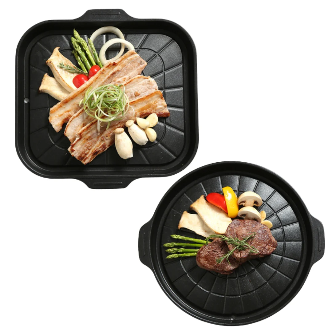 Chef's line in-and-out square/Round Fire plate meat plate stainless steel frying pan (produced in Korea)