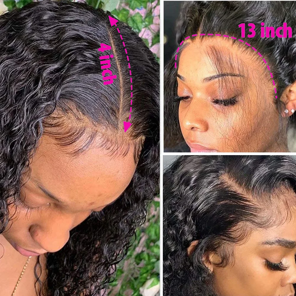 Bob Wig Human Hair 13X4 Lace Front Wig 200% Density Short Curly Frontal Bob Wig Transparent Lace Pre Plucked With Baby Hair