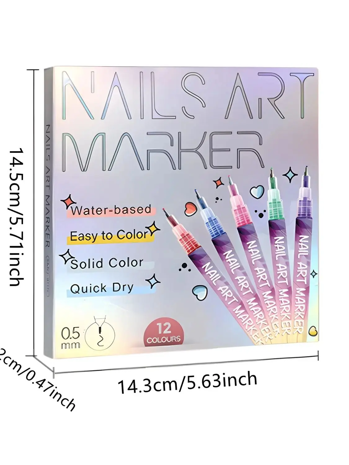 12-kleuren Nail Art Pennen Set 0,5 MM Fijne punt Liner Acryl Nagellak Kit Waterdicht Sneldrogend voor tekenen Schilderen - afbeelding 2