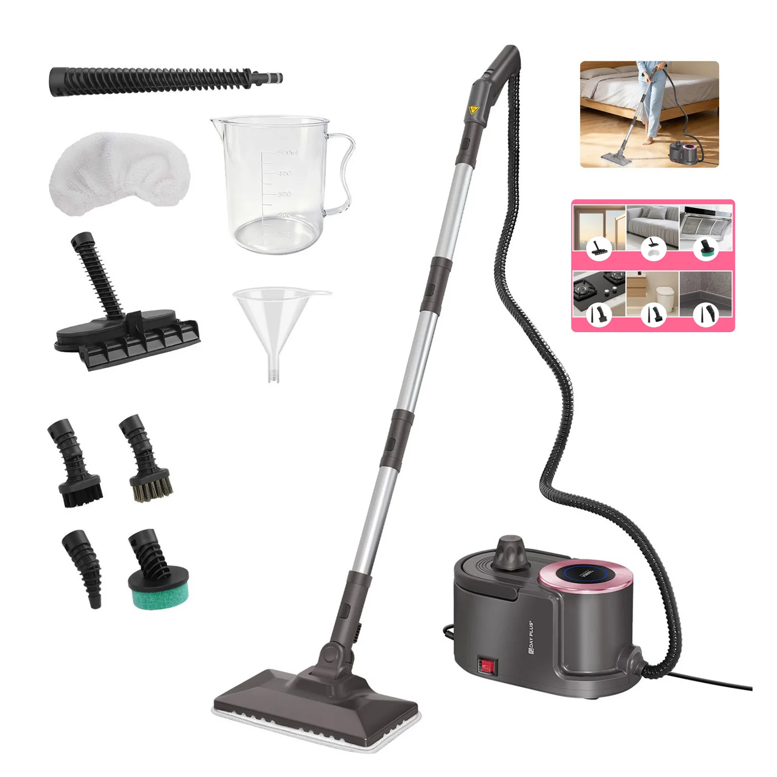 Nettoyeur vapeur vertical portatif 2000W 110 ℃   Nettoyeur Vapeur Multi-Usages pour Stérilisation à Haute Température, Climatisation, Hotte de Cuisine, Sol et Voiture