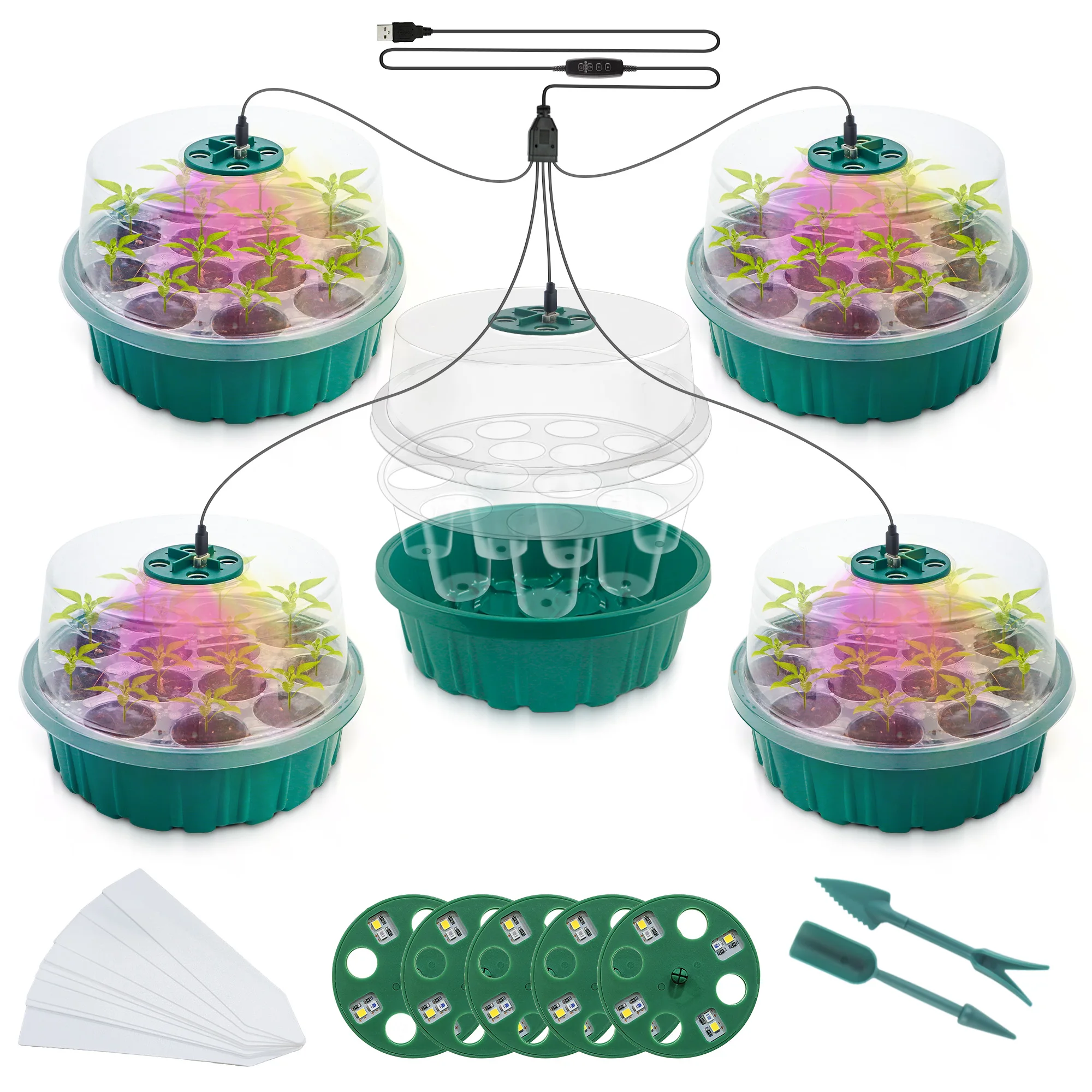 Humidity Dome Kit - 5 Paket Kit Pembenihan dengan Lampu