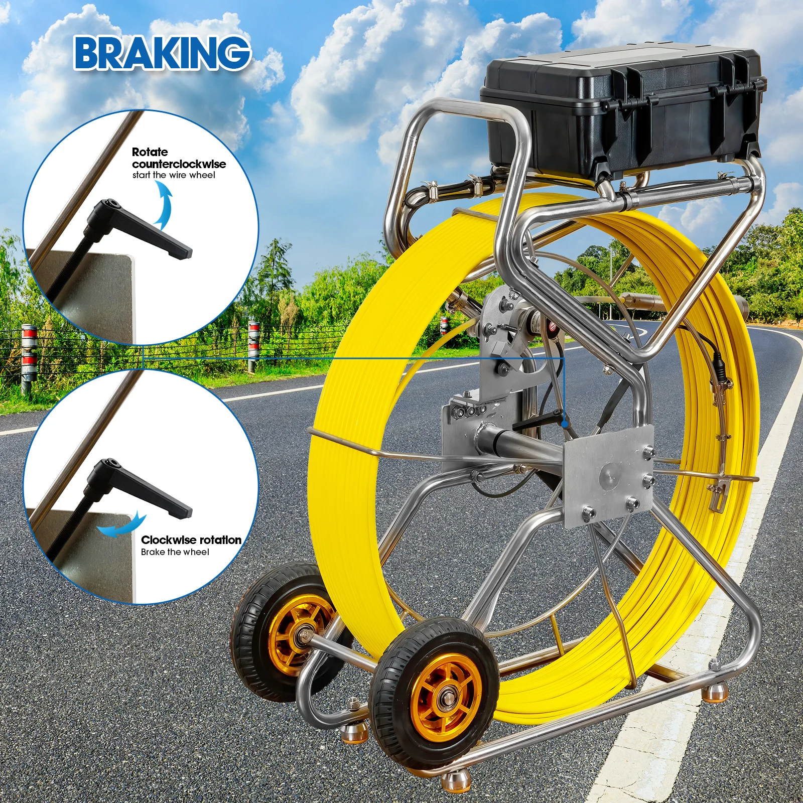 DVR 9mm Cable 360 Degree/180 Degree Rotation Pipe Inspection Camera 20-200M, SYANSPAN 10.1" HD Sewer Camera Industrial Endoscope