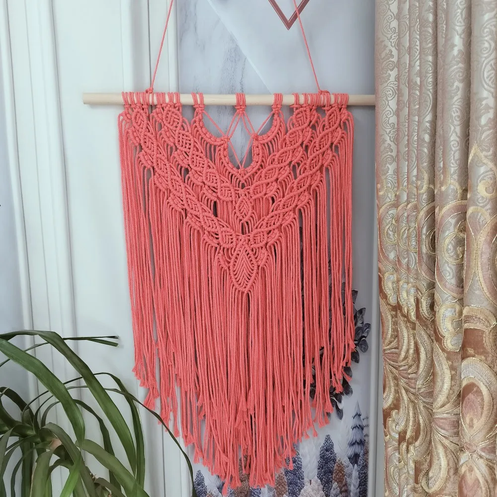 

Leaves Pattern Handwoven Wall Tapestry Macrame Wall Hanging Decorations Crafts Large Long Office Home Decor Housewarming Gifts