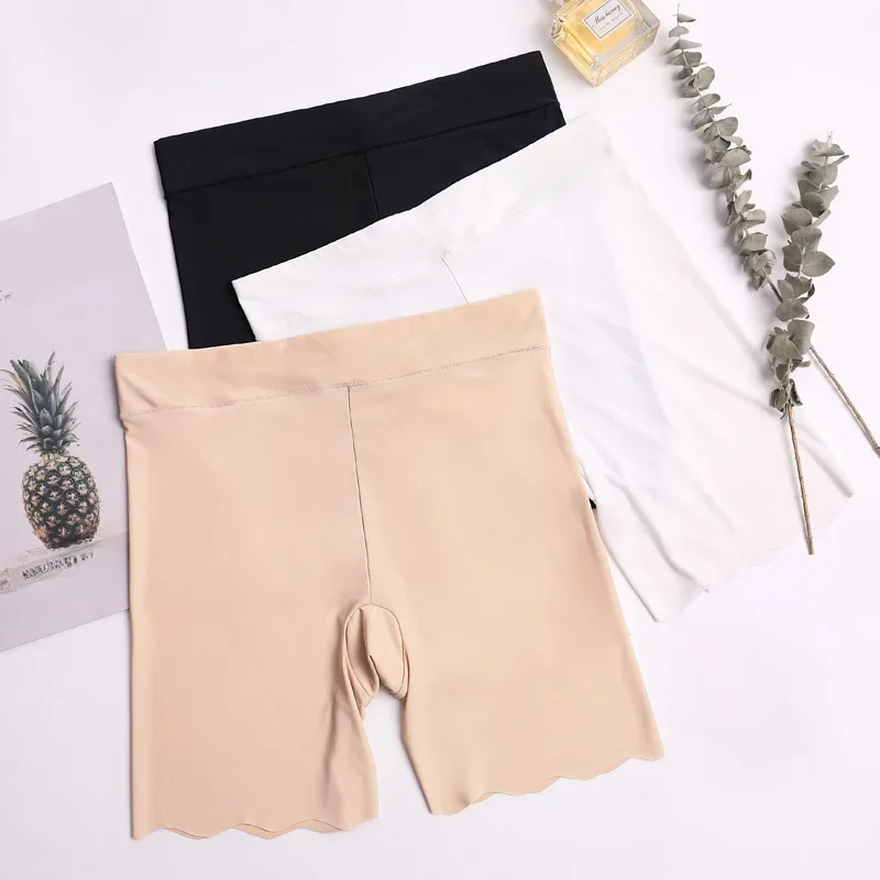 M ~ 4XL Damskie spodnie ochronne Cienkie, oddychające, nie zwijające się bokserki Krótkie spodnie z wysokim stanem plus size legginsy z czterema rogami — zdjęcie 2