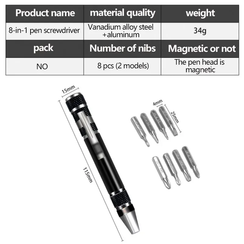 10 Stück DIY Handy Service Tool Entfernung Treiber Aluminium legierung Stift Typ Multifunktions 8-in-1 Schrauben dreher Set