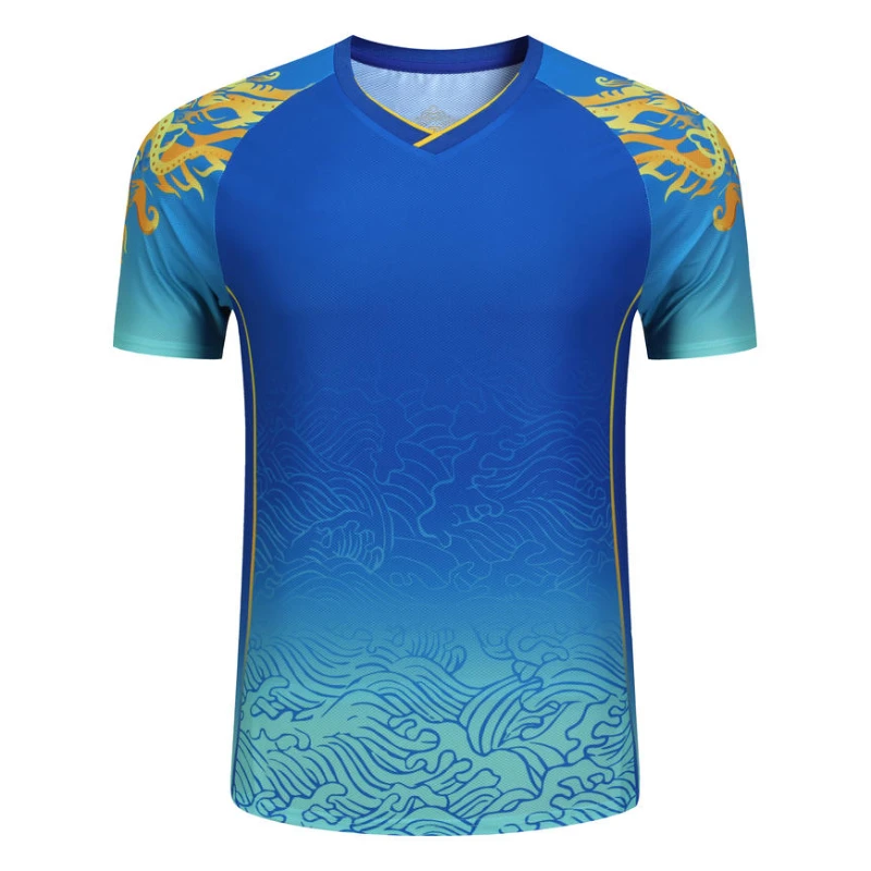 Chemise et short de Tennis de Table bleu de championnat, ensemble de vêtements de Badminton Dragon chinois pour hommes, femmes et enfants, maillot familial de Golf et de ping-pong, 2024