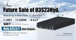 Горячее предложение MD, новый биткойн-майнер Bitmain Antminer S23 Hydro 3U