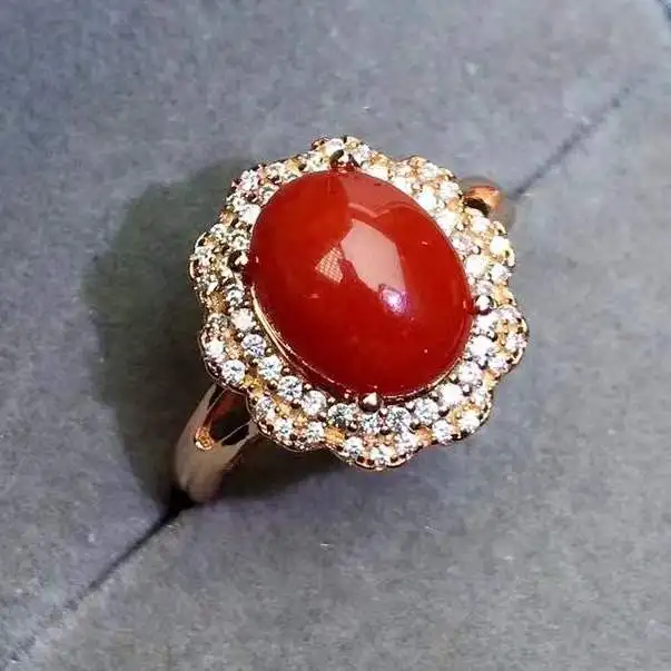KJJEAXCMY Fine Jewelry 925 Sterling silver natural Red Coral Gemstone Korean women's Ring Pendant set send girlfriend birthday w view 6