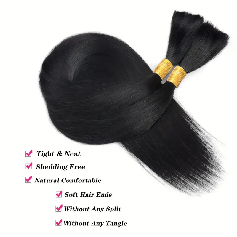 تجديل الشعر البشري لضفائر بوهو مستقيم وصلات شعر بشري السائبة للتضفير لا لحمة البرازيلي عذراء الشعر البشري حزم