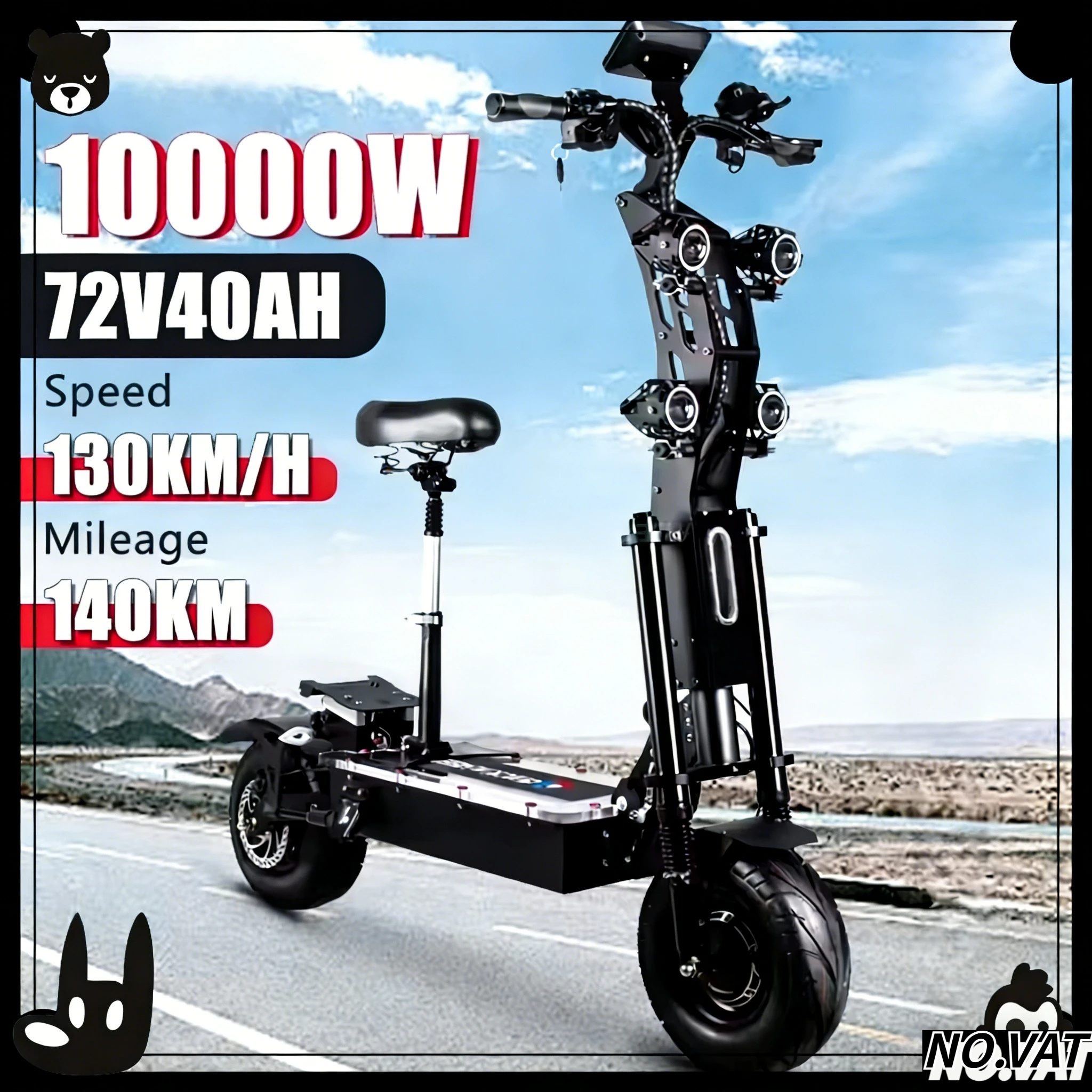 2025 nuevo UE Express Duty Free Toursor X14 10000W Scooter eléctrico 14 pulgadas 72V todoterreno Scooter eléctrico para adultos plegable