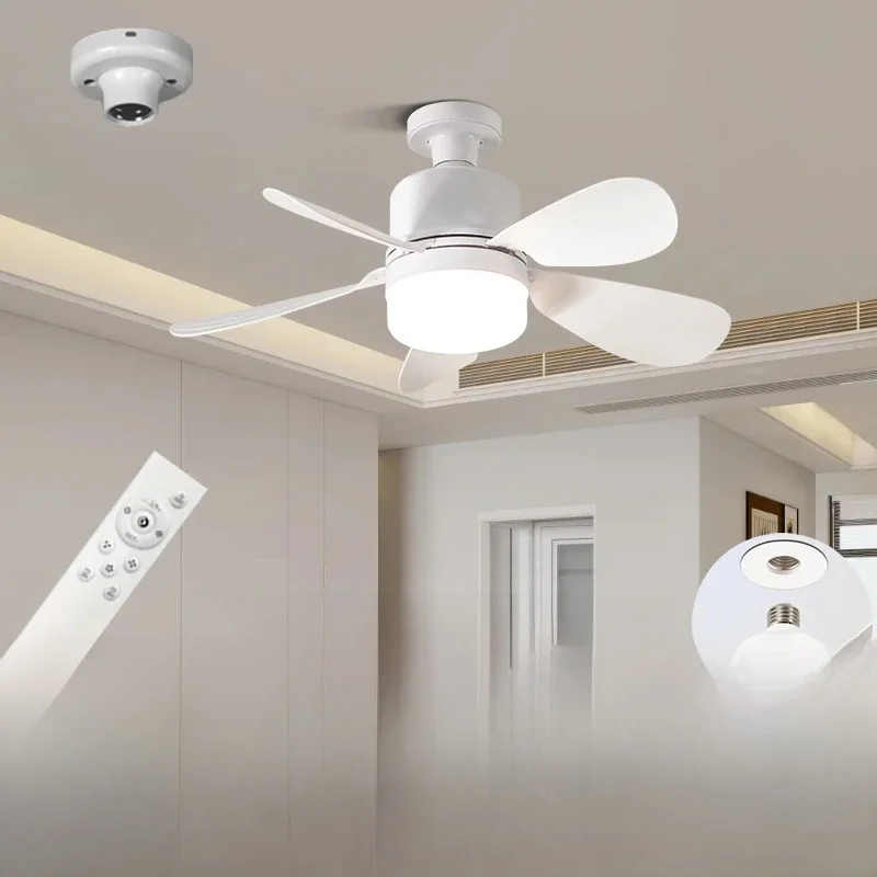 Deckenventilator mit Licht und Fernbedienung, 3 Geschwindigkeitsstufen, 3 Farbtemperaturen, Timer-Einstellung, E27 Deckenventilatorleuchte für Schlafzimmer, Küche, Garage