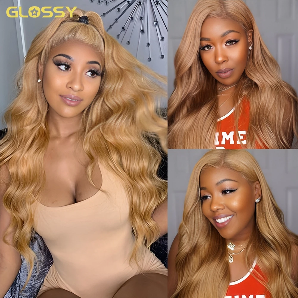 30 Inch Honingblonde Body Wave 13X6 Hd Transparant Lace Frontale Pruik Lijmloze Braziliaanse Blonde Kant Voorkant Menselijk Haar Pruiken Te Koop