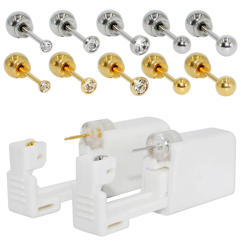 1PC 316L Chirurgisch Staal Oor Stud Wegwerp Steriele Piercing Stud met Veilige Bal Gesp Set Piercing Gun Body piercing Sieraden - afbeelding 2