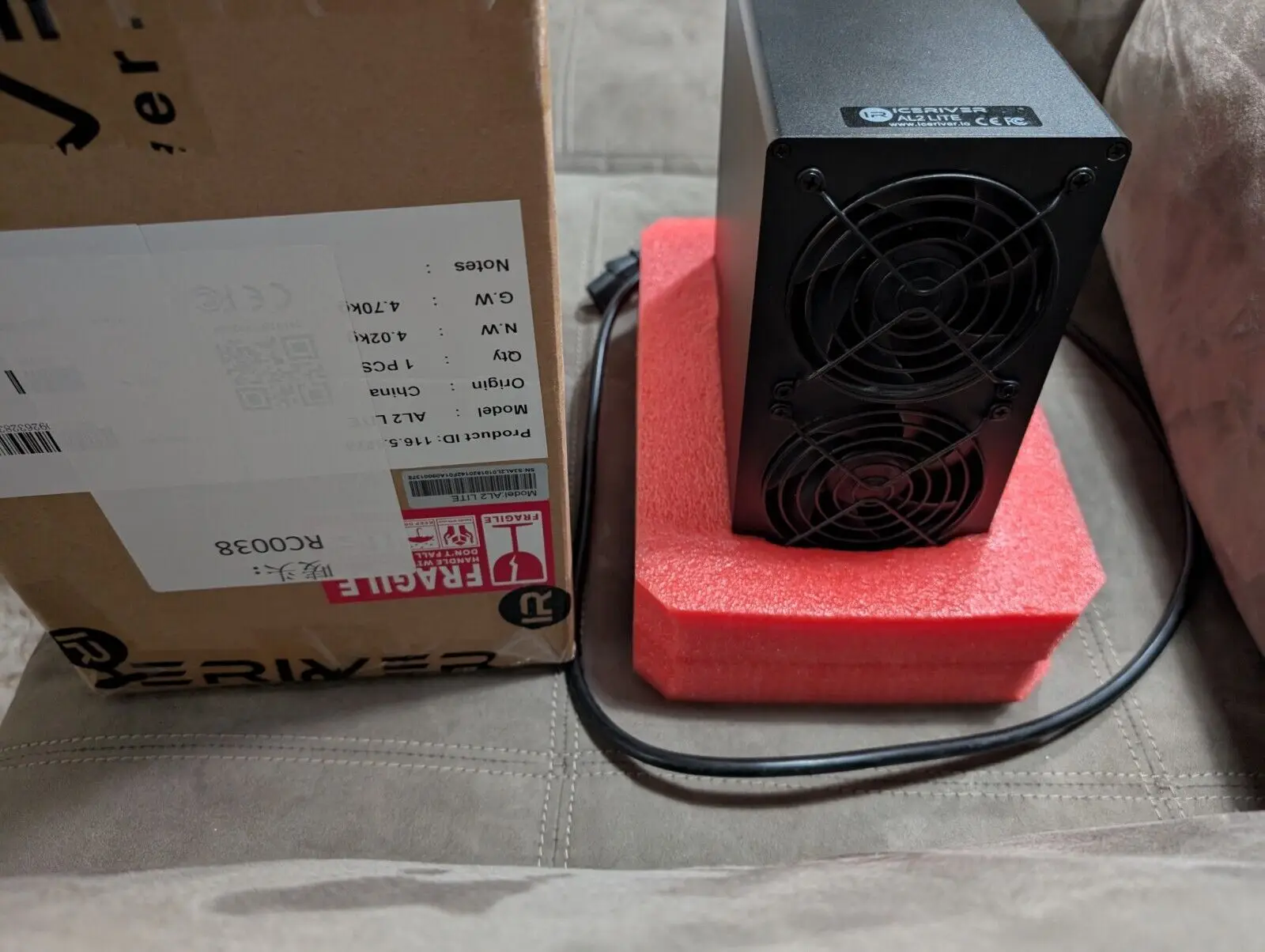 Nuevo ICERIVER ALPH AL2 LITE 2TH/s 500W Blake3 Algoritmo Alephium Miner en stock