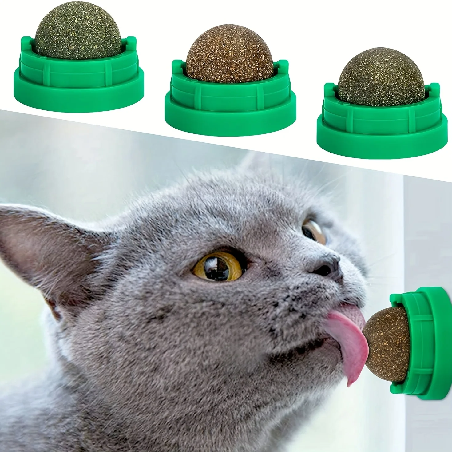 3pcs Catnip Balls For Dental Hygiene - Enticing Feline Playthings In Pink, Green,