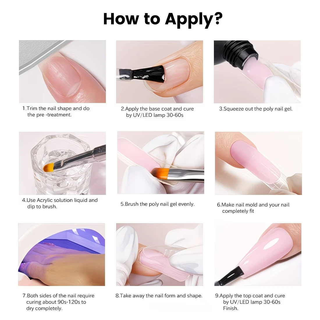 DOULINGDAI 30ml Nagelverlängerungsgel, Poly-Gel für Nagelspitzen und Nagelkunst, Weiß, Transparent, Nude, Perlrosa, Soft Pink für DIY zu Hause. – Detail 8