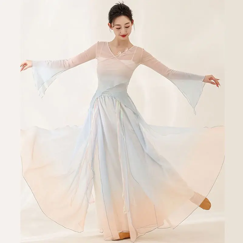 Chinesische Art Volkstanz Kleid Frauen klassische Tänzer Performance Kostüme elegante Übungs kleidung lila chinesische Tanz kostüm