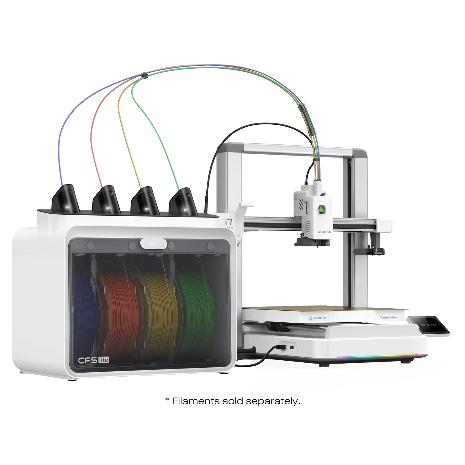 para impressora 3D DIY Creality SPARKX I7 Color Combo, conjunto de cartuchos multicoloridos CFS Lite, tamanho de impressão 260×260×255 mm, BR.