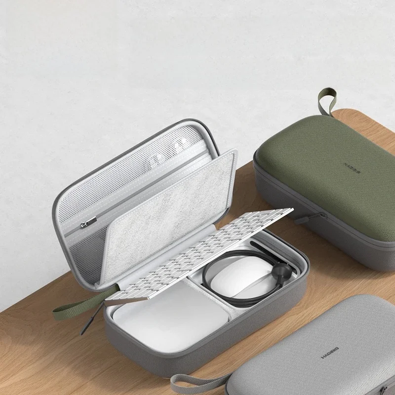 Hagibis – elektroniczny organizer w formie etui podróżnego, przeznaczony do przechowywania i transportu Mac mini M4/M4 Pro/M5/M6, kabli, ładowarek, myszy i power banków. — zdjęcie produktu 7