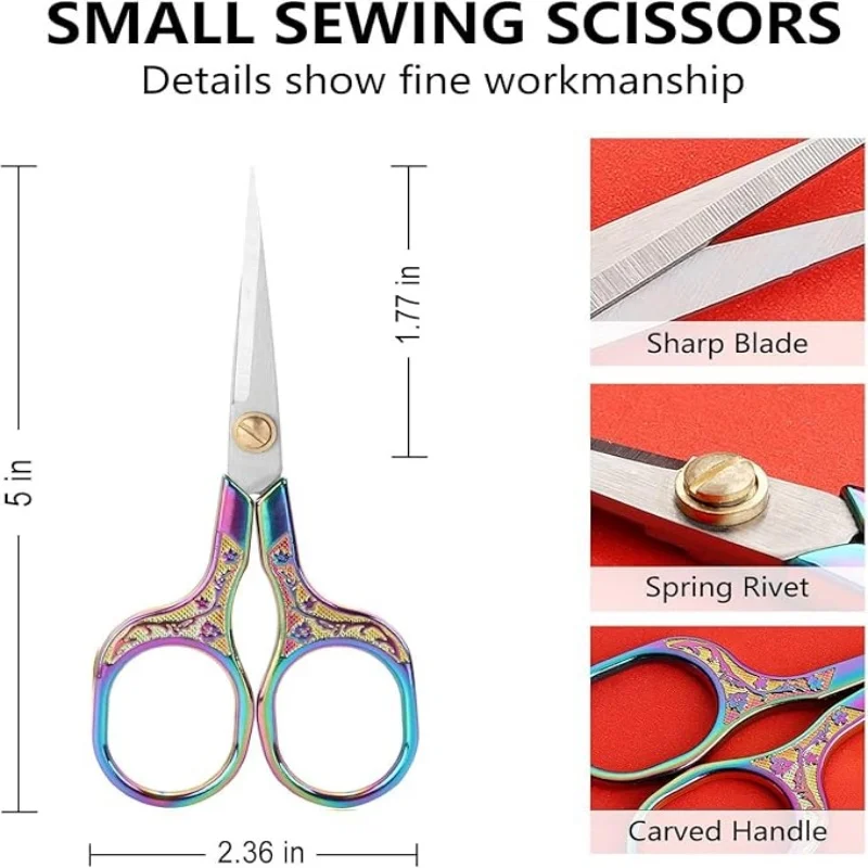 กรรไกรเย็บผ้าหัตถกรรมสแตนเลสแหลมขนาด 5 นิ้ว - อเนกประสงค์สำหรับงานเย็บปักถักร้อย, ตัดด้าย, งานฝีมือ, DIY และอุปกรณ์ศิลปะ