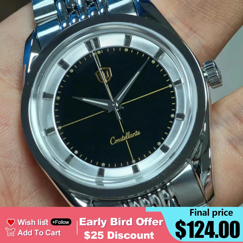 Watchdives WD1954 القطب الشمالي الكلاسيكي 36 مللي متر ساعة VH31Sweep الحركة الثانية 316L ساعات من الفولاذ المقاوم للصدأ الياقوت كريستال لومينوفا