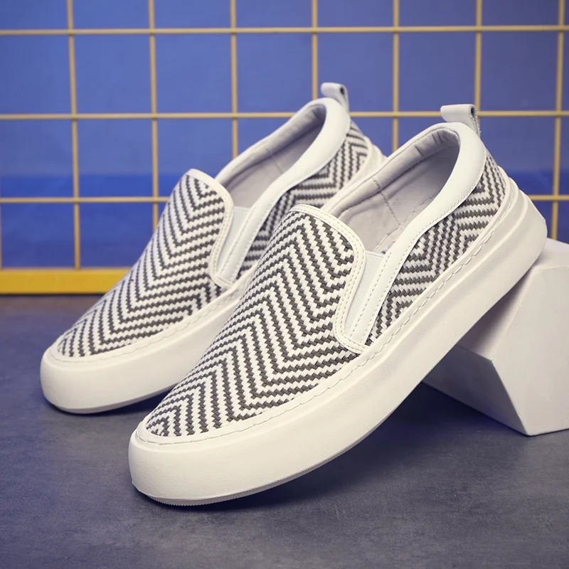 

Мужские легкие лоферы, летние дышащие туфли для ленивых, тканые повседневные мужские туфли без шнуровки