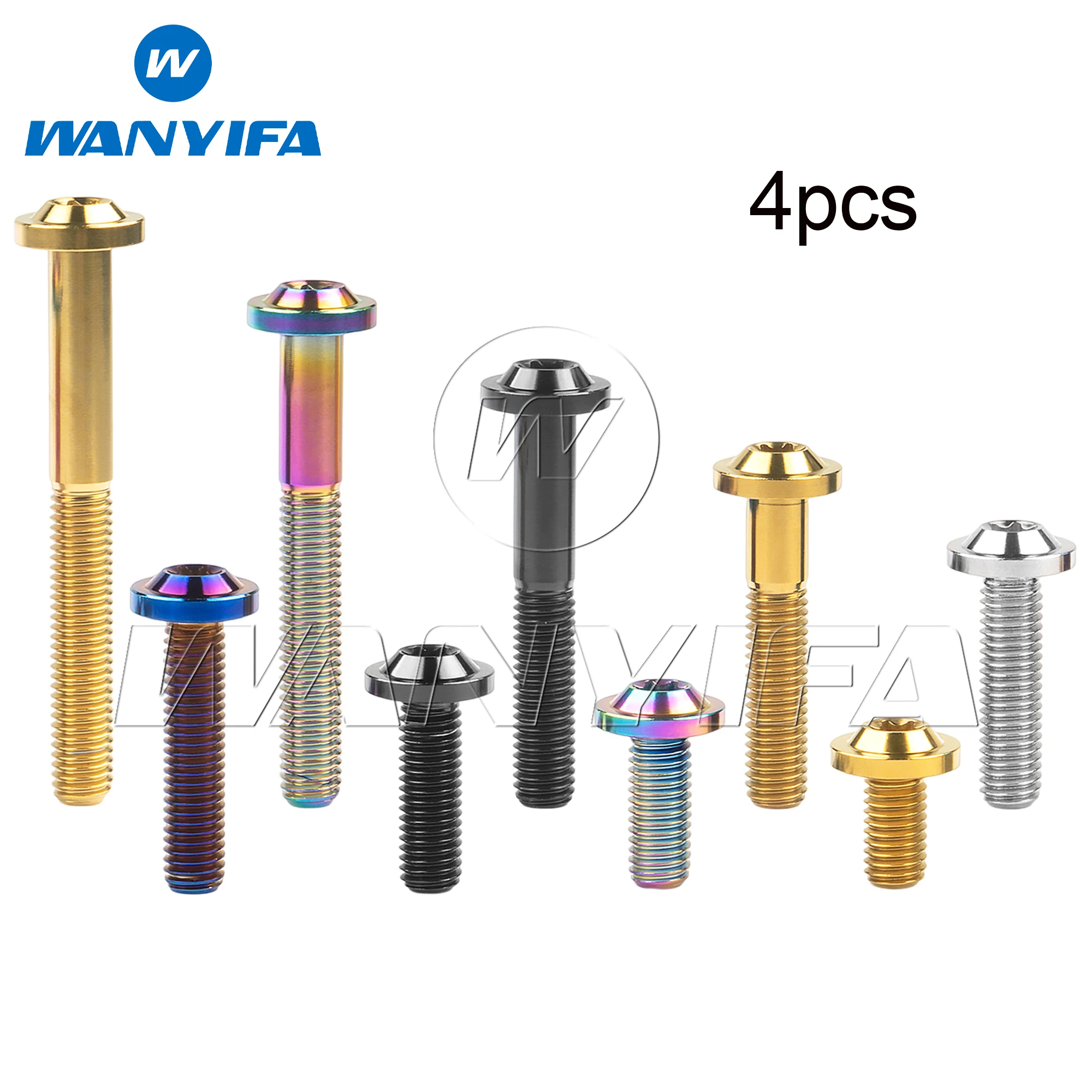 Wanyifa 4pcs Titanium Bolt M8x10 15 20 25 30 35 40 50 60 70mm Butterfly Plum Torx TC4 Head Screws for Motorcycle Bike Car