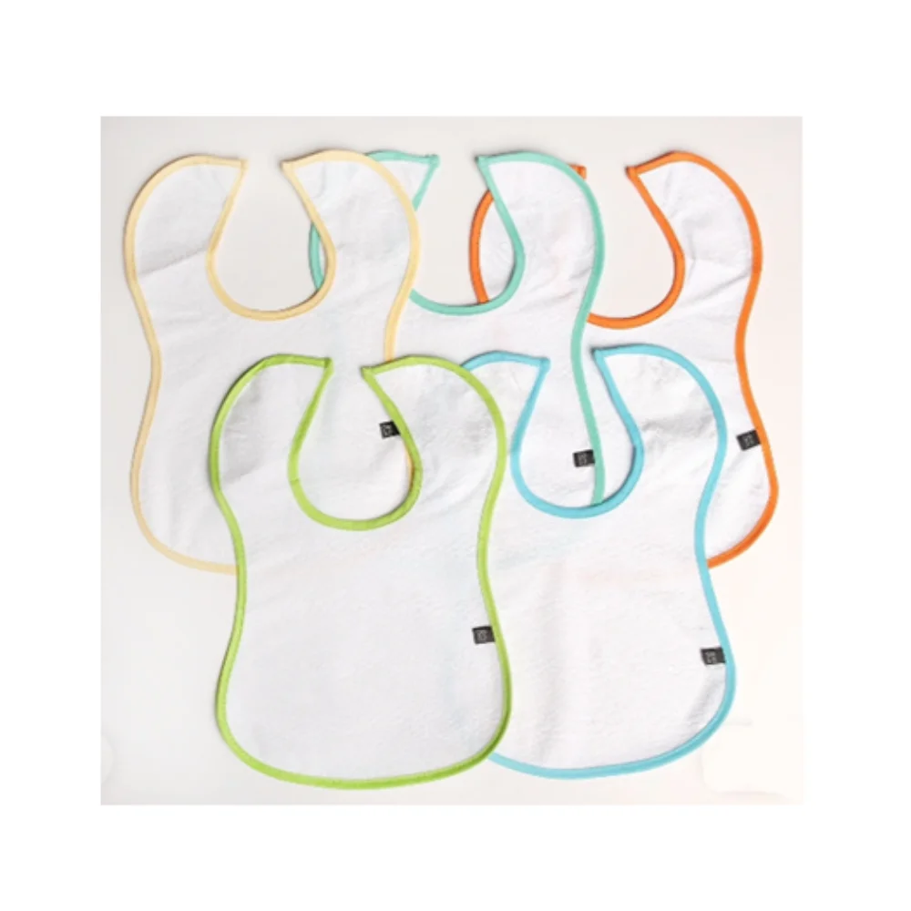 Baby Me Bib 5 Pcs 80% Cotton, 20% Polyester Comfortable Liquid Proof Mom Girl Boy Fun Food Orange Blue Green Cream Color Gift Aesthetic Fashion Four