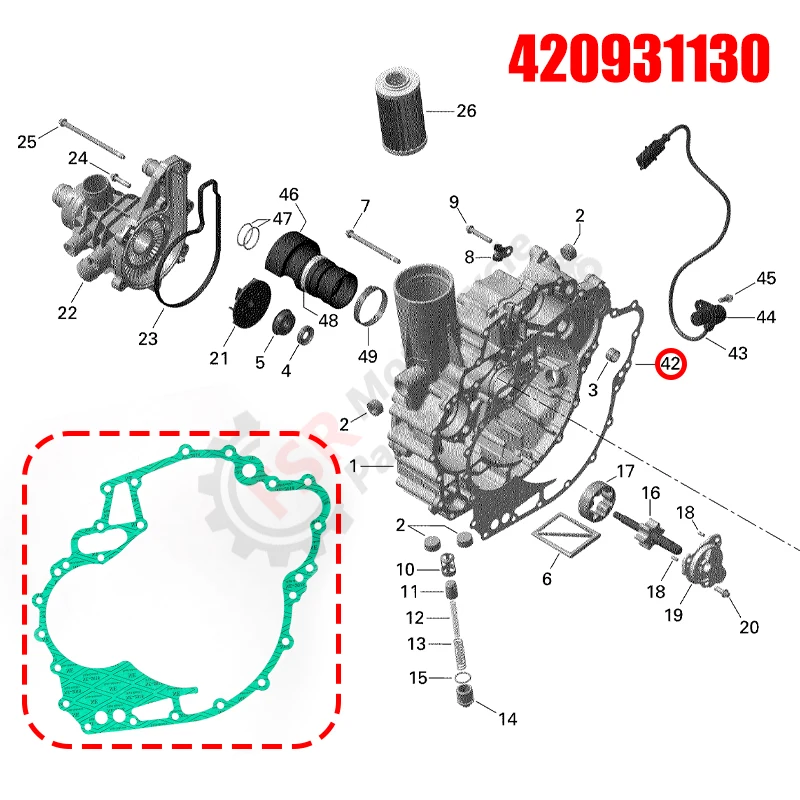 Junta protectora de transmisión de sincronización, compatible con Sea-Doo 1503/1630 GTI GTR GTX RXP SP Sport Wake 4-Tec 02-25, P/N:420931130, piezas Jet Ski