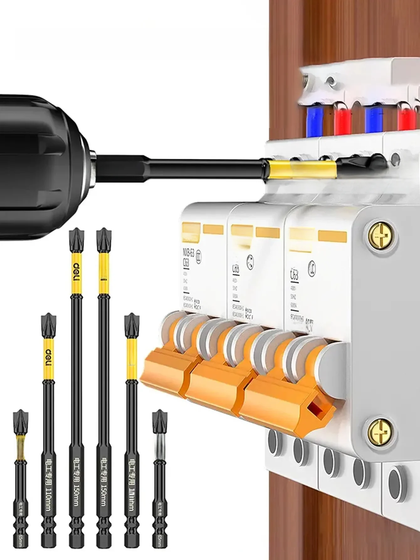 Jeu de tournevis cruciformes non ald-ald, tête de lot magnétique, tête de lot magnétique, embout de tournevis à percussion, 65mm, 110mm, 150mm