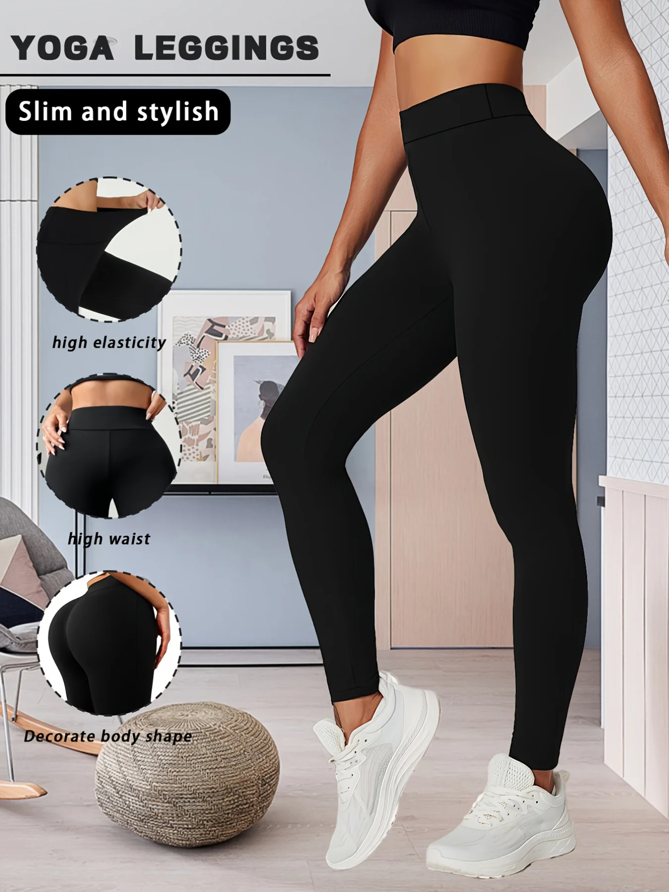 A Pair Of Women's Tight Pants With High Waist Elasticity That Fits The Body And Enhances The Figure, Suitable For Sports Yoga