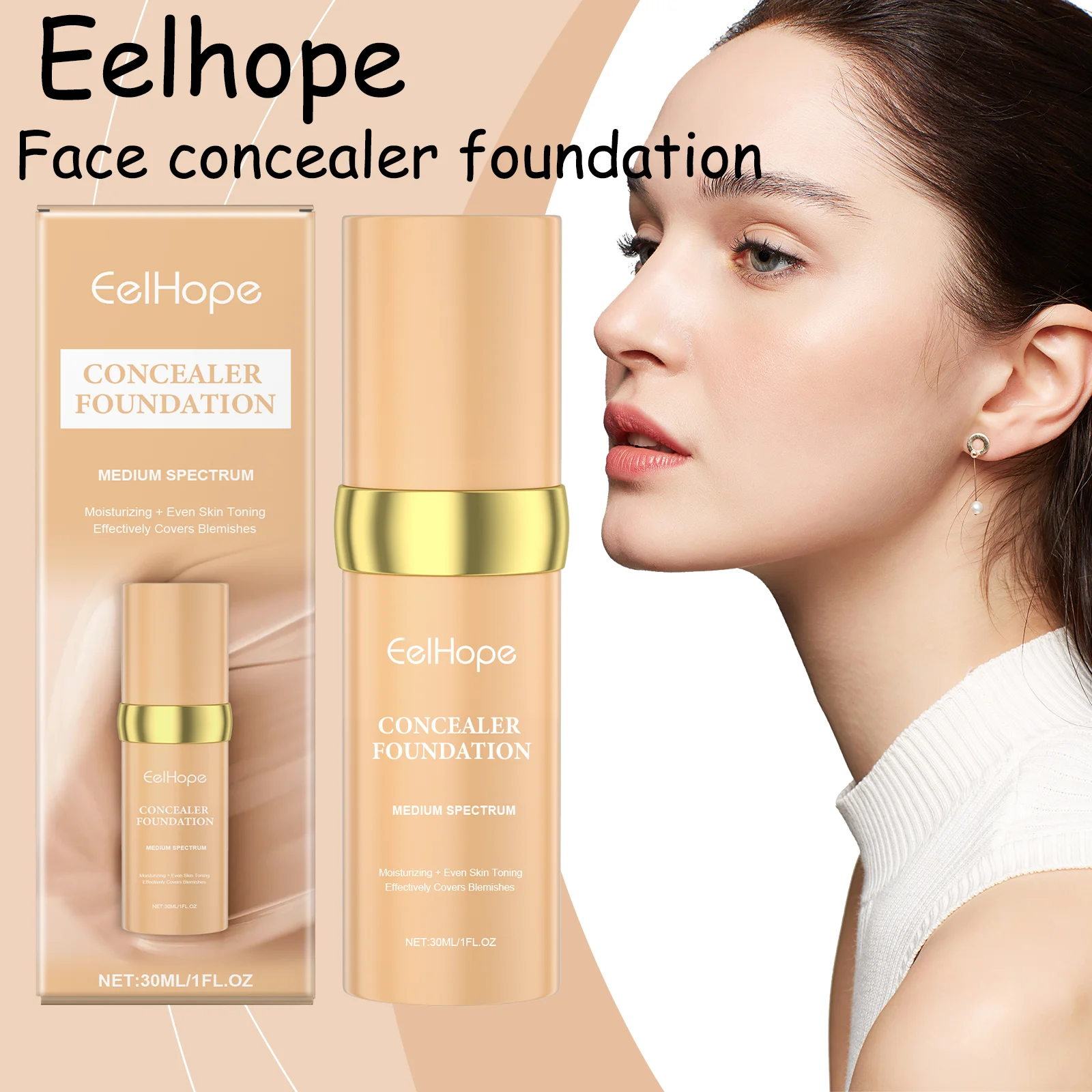 EELHOPE-crema de base hidratante, maquillaje duradero, nutritivo, iluminador del tono de la piel, cobertura perfecta, base correctora