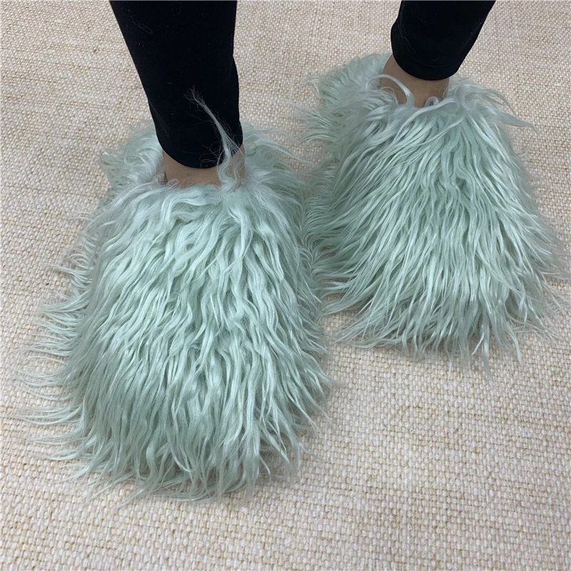 New Designer Long Hair Sheep Fur Slides For Popular Design