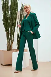 Fashion 3PCS Women's Elegant Suit Pants Vest And Jacket Peak Leapl Suit For Women Business Office Bespoke Suit blazer mujer