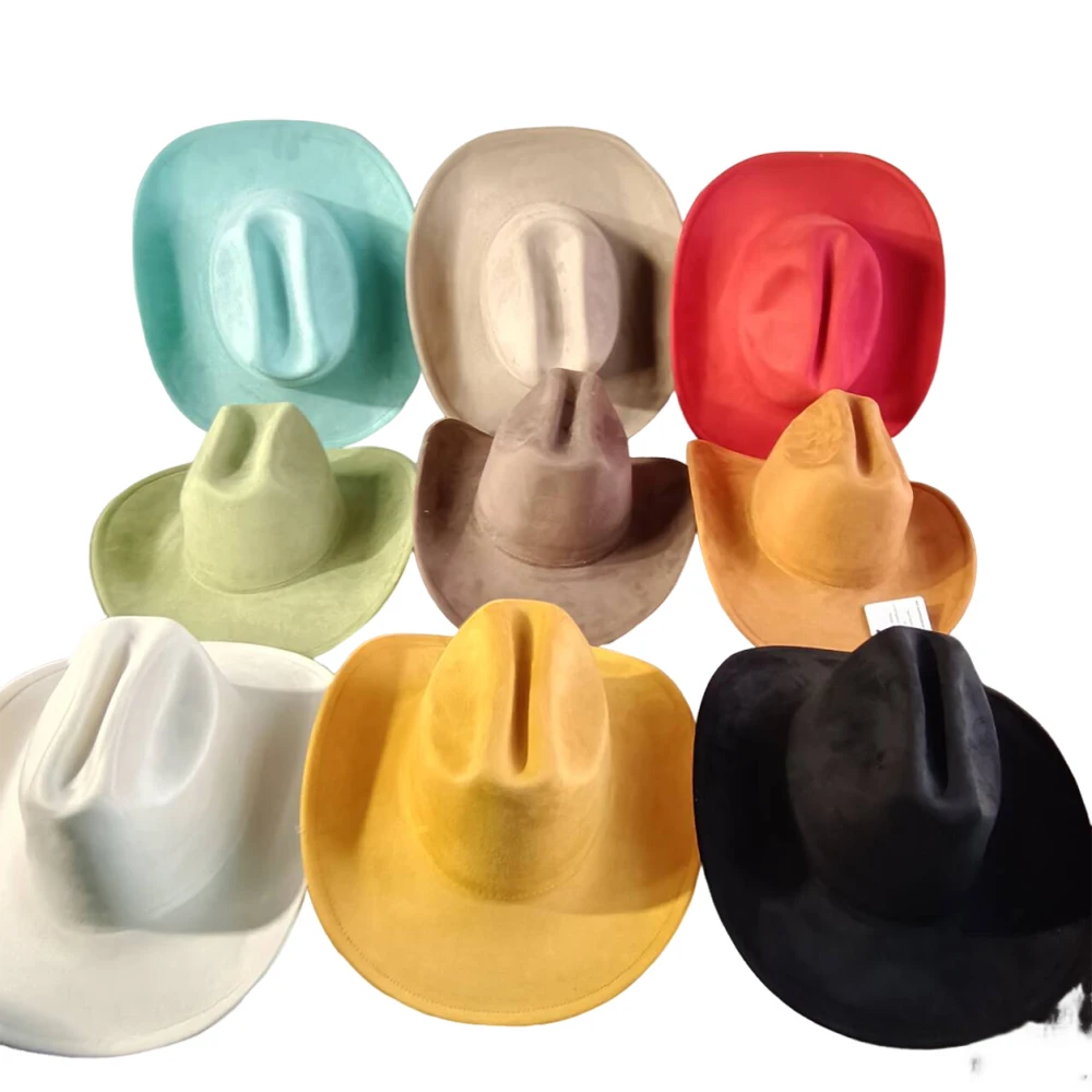 

Lotus green double-concave velvet wide-brimmed Western cowboy felt hat, unisex, stylish party hat, church hat.chapeau cowboy