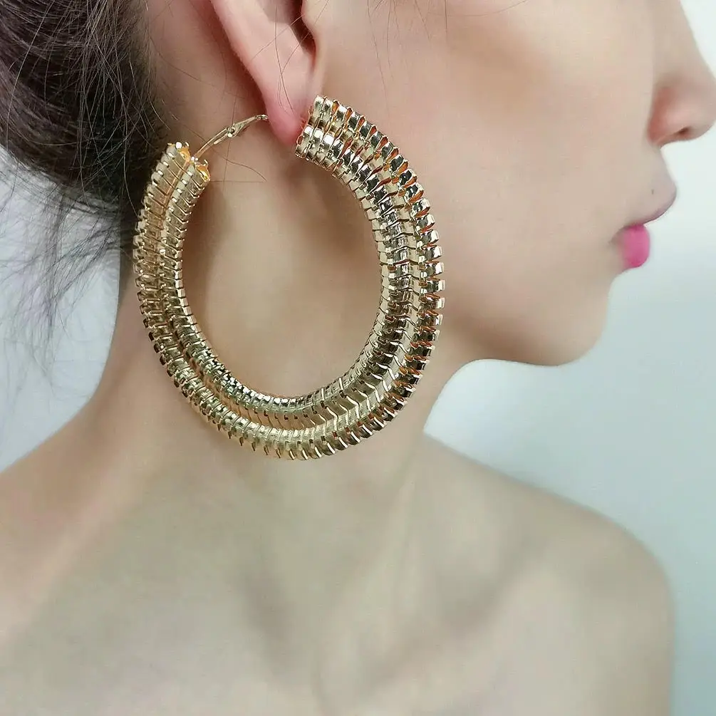 

Luxora Bold Textured Gold Hoop Earrings