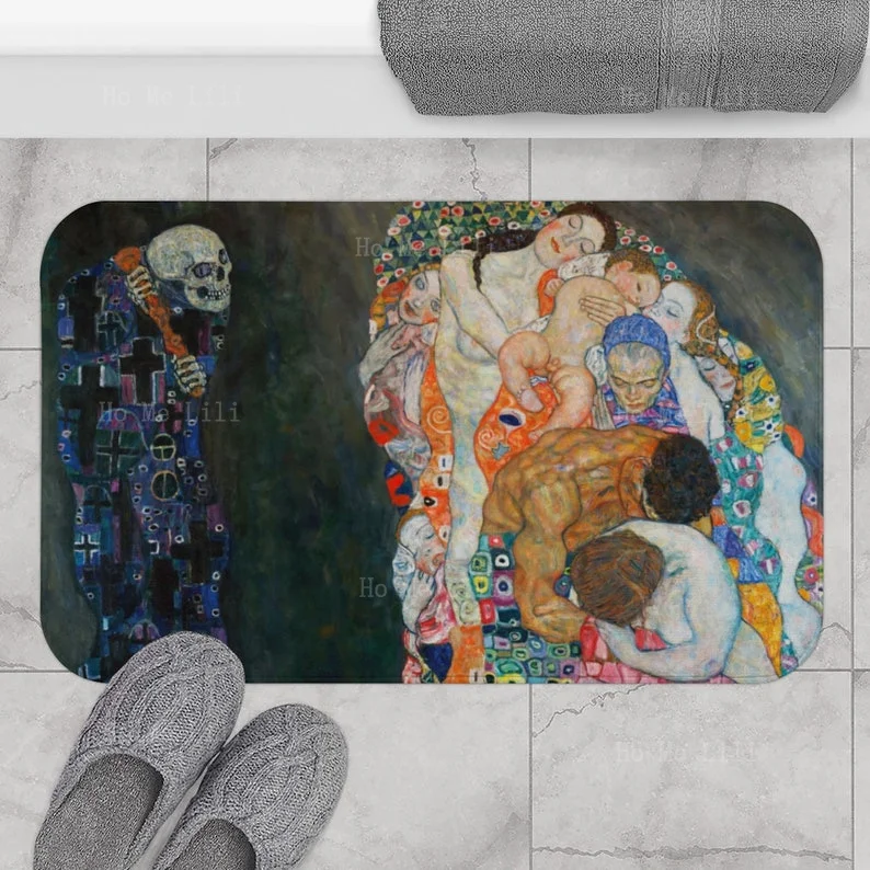 Klimt Death And Life Decorative Bath Carpet Art Painting Shower Rug