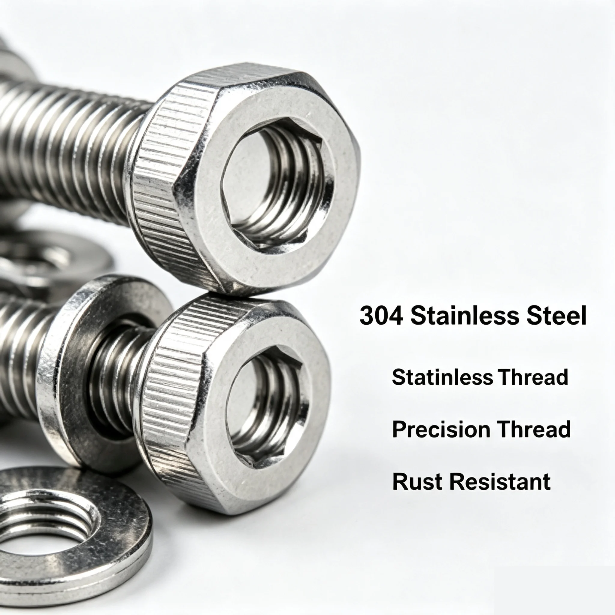VKKM-87PCS M6 304 Stainless Steel Hex Socket Cap Head Screws Nuts Flat Washers Assortment Kit, Clear Plastic Storage Box Fastener Set for Aluminum Profile, Machinery, DIY Furniture Shelf