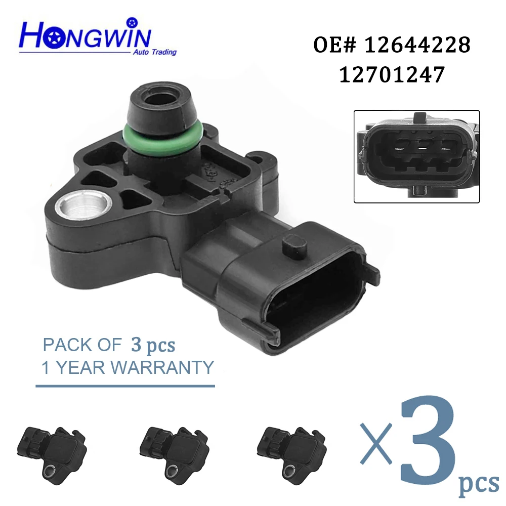 12701247 Manifold Absolute Pressure MAP Sensor Fits 09-19 GMC Chevrolet Silverado Buick CTS Cadillac 12594942 12644228 12694725