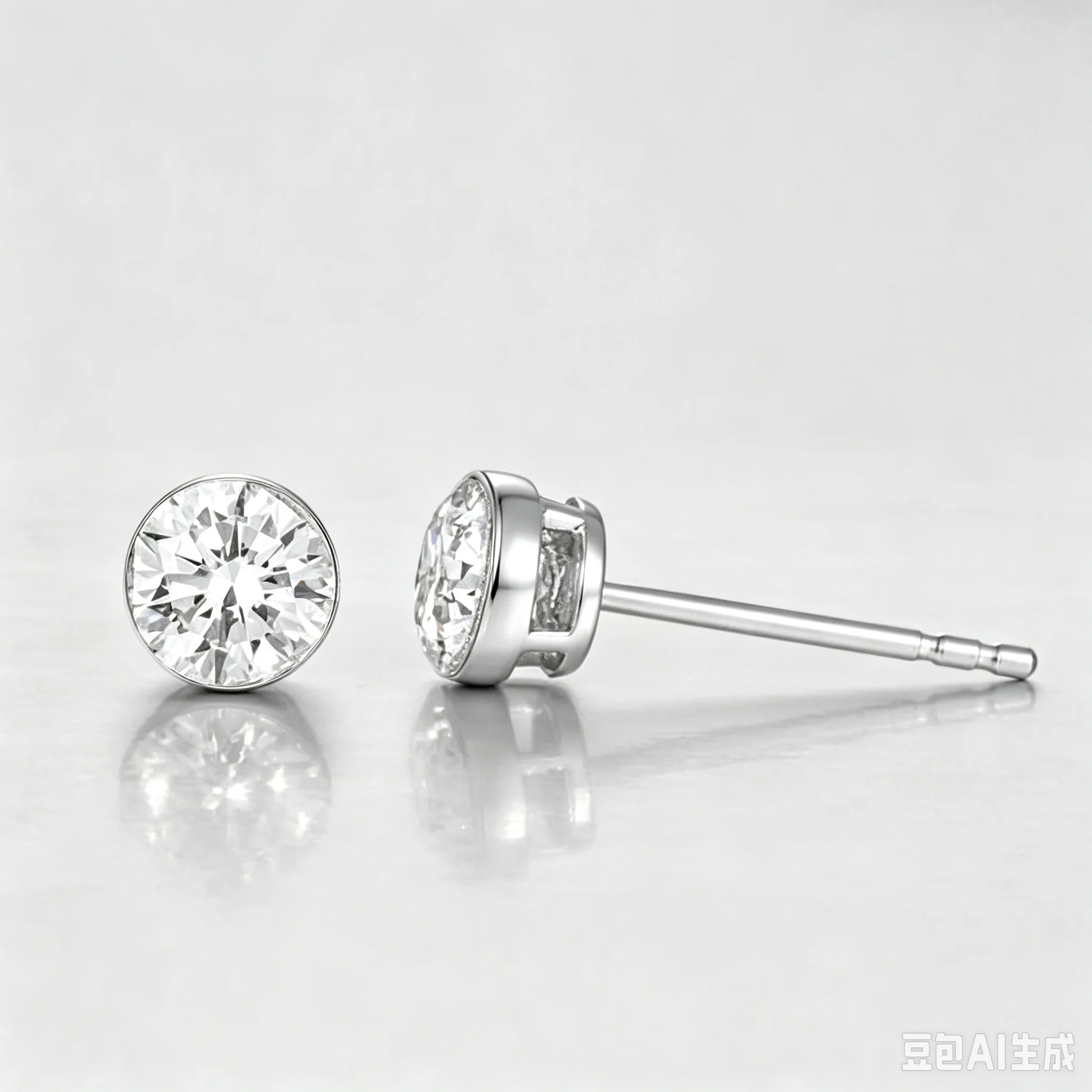 PT950 0.77g Round Brilliant Cut Bezel Set Solitaire Stud Earrings Lab Grown Diamond CVD 0.84ct-2pcs  NGTC Certified  Wholesale